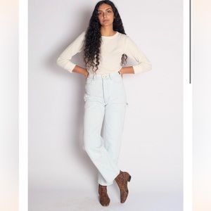 Jesse Kamm Pale Blue Japanese Denim Patchfront Handy Pants size 6